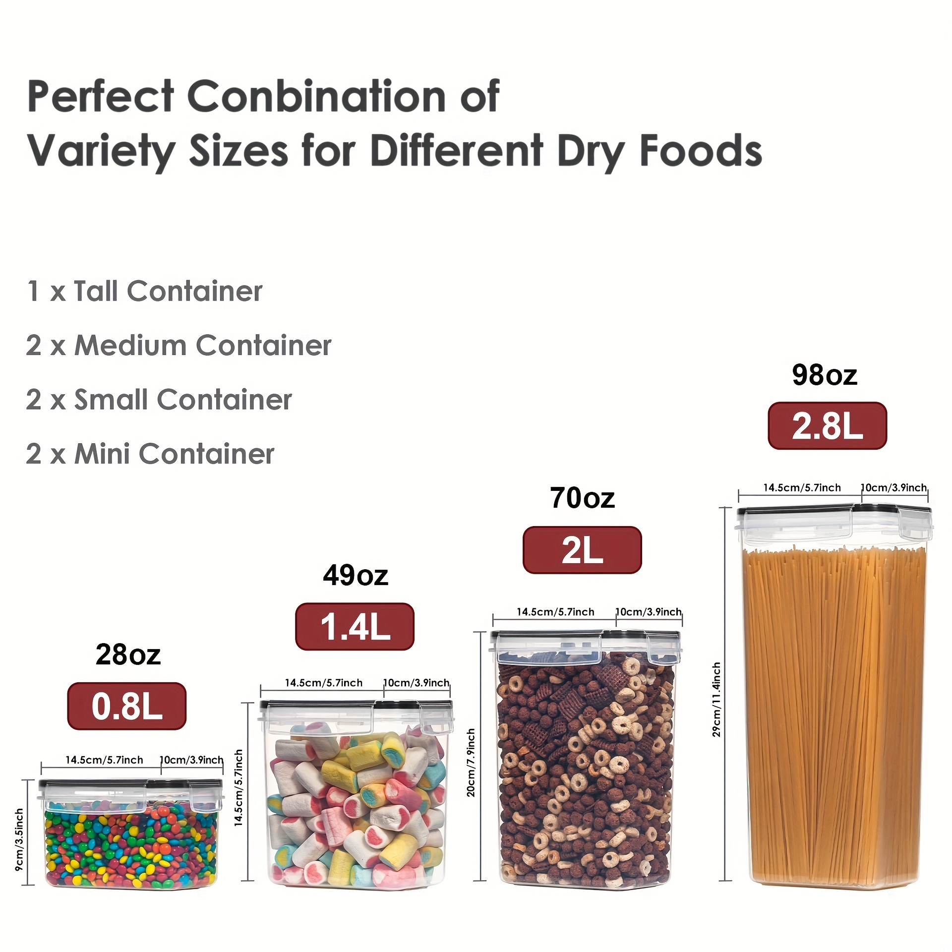 4/7/8pcs Airtight Food Storage Containers Set with Lids, BPA Free Plastic Dry Food Canisters for RV Kitchen Pantry Organization, Dishwasher Safe, with Labels - Image 4