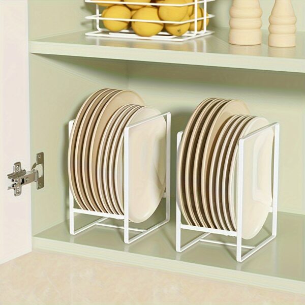 Plate Holder Organizers, Dish Storage Rack Upright Cabinet, Dish Drying Rack, Metal Dish Organizer Stand For Kitchen Countertop And Cupboard
