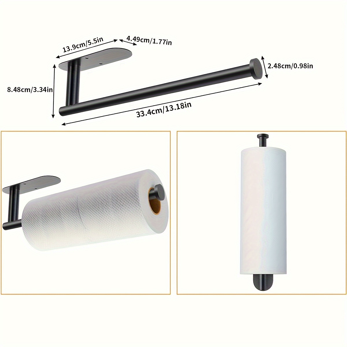 Self Adhesive Paper Towel Holder Under Cabinet For Kitchen, Paper Towel Roll Holder Wall Mount