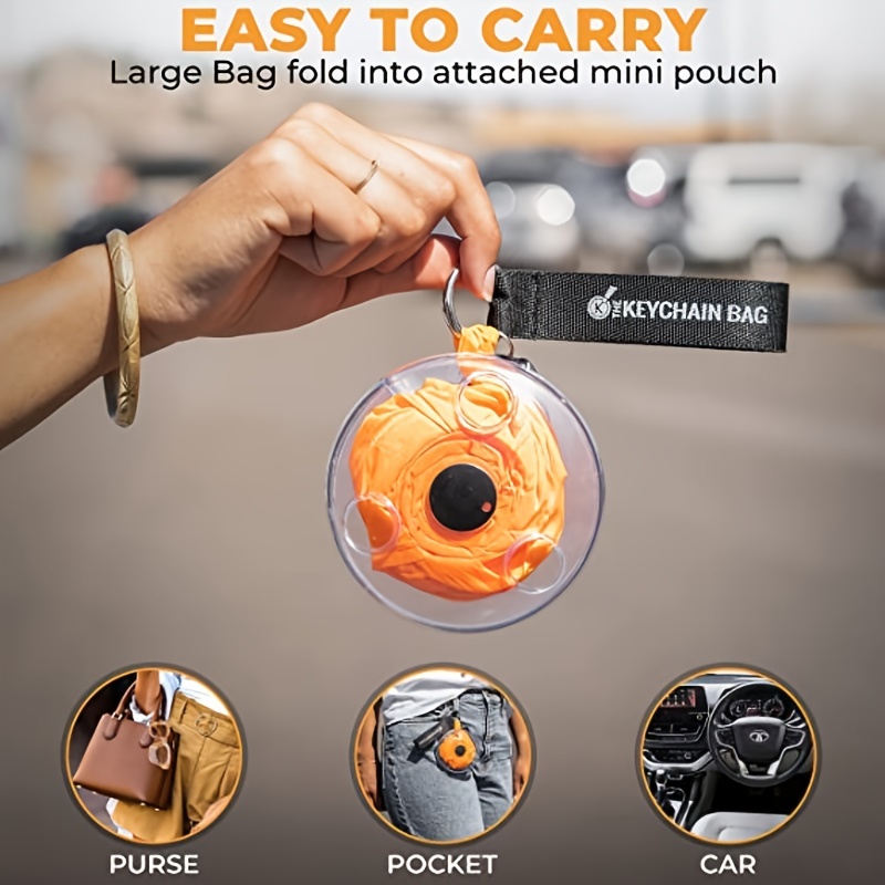 1pc Disc Portable Shopping Bag, Disc Shopping Bag, Portable Tote Pouch Clips Folding Shopping Shoudler Bag, Lightweight, Space-saving, Reusable Grocery Bags