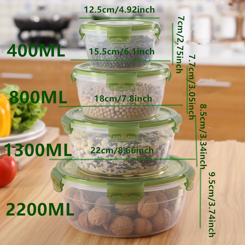 4pcs Preservation Box, Plastic Refrigerator Storage Box, Transparent Preservation Box, Refrigerator Fruit And Vegetable Crispy Skin, Dumpling, Meat, Egg, Ginger, Garlic, And Scallion Food Storage Container