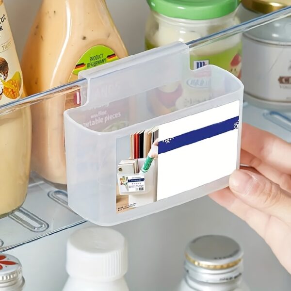 1pc Wall-Mounted Fridge Organizer Box with Clear Plastic Compartments & Label Holder - Space-Saving Kitchen Storage for Condiments, Bottles, Containers - Durable Refrigerator Organizer for Easy Access & Clutter-Free Design, Condiment Holder, Transparent Design, Easyvisibility Design, Easyclean Material, Home Cooks