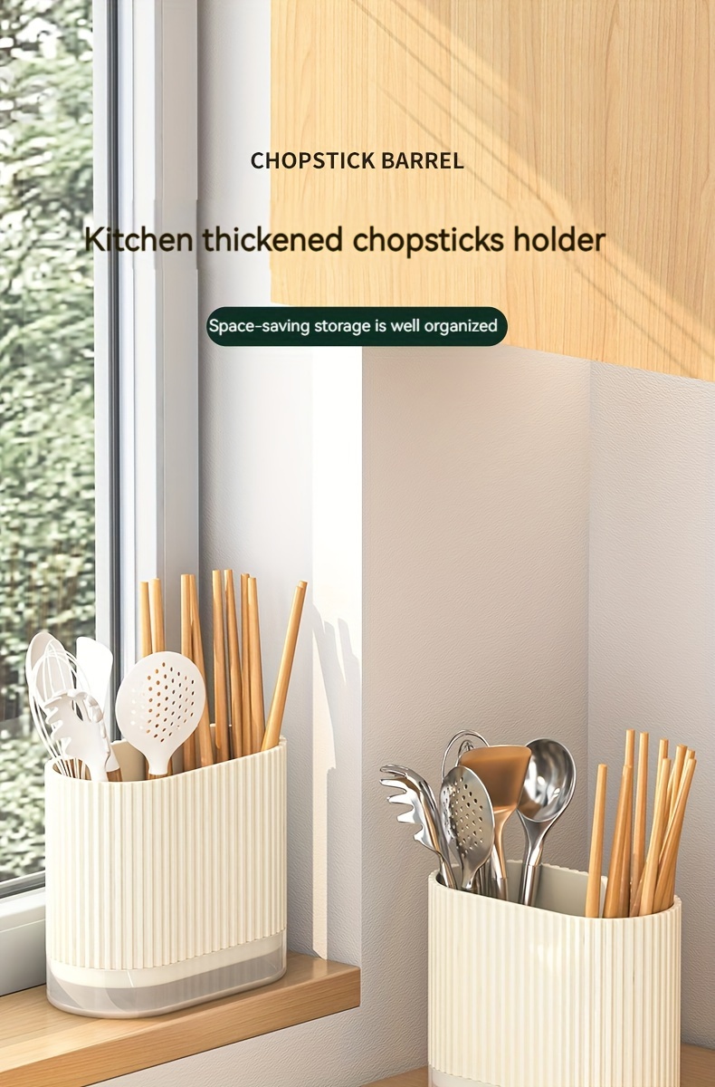 1pc Utensil Holder, Countertop Knife & Fork Storage Drain Box, Multifunctional Plastic Rectangular Drainage Fridge Box, For Spatula, Spoon, Knife, Chopsticks And Fork, Household Storage Supplies