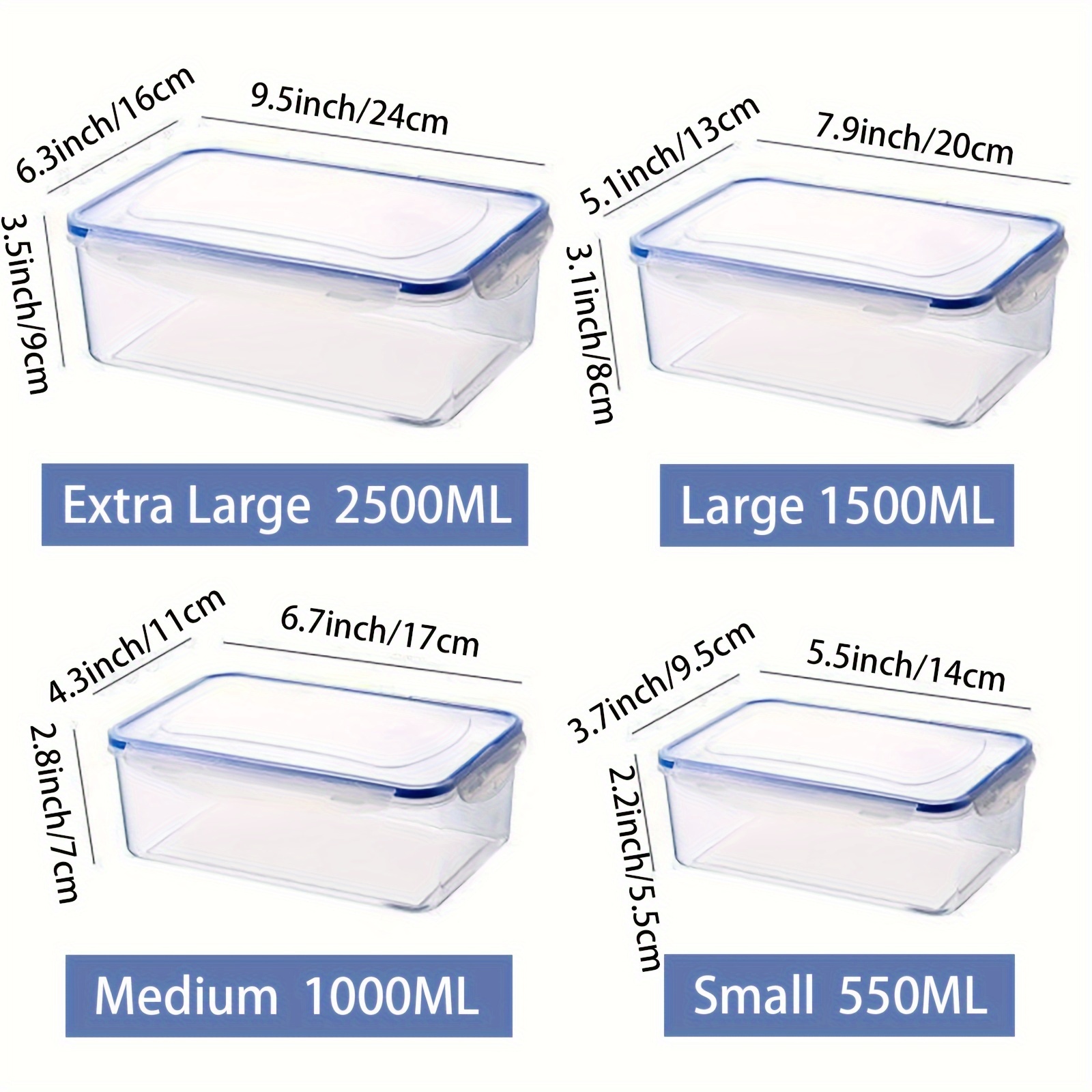1pc, Transparent Food Storage Box, Plastic Storage Box, Moisture-proof Grain Storage Box, Large Storage Containers, Kitchen Refrigerator Storage Box, Food Airtight Container, Thickened Food Sealing Box, Microwave Safe, Home Kitchen Accessories