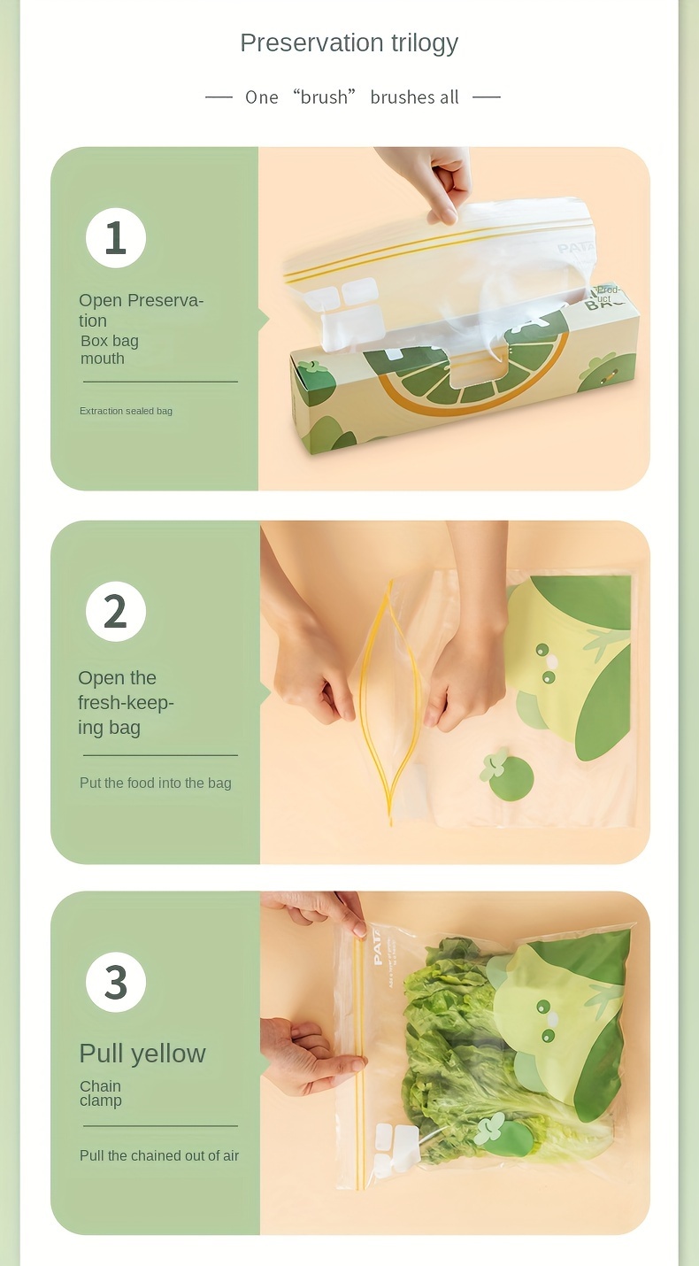 15/20/30pcs Cartoon Pattern Reusable Storage Zipper Bag, Sub-Packaging Bag, Fresh-keeping Bag, Anti-odor Leak-Proof Freezer Bag For Fruits, Vegetables, Grains, Home Kitchen Supplies