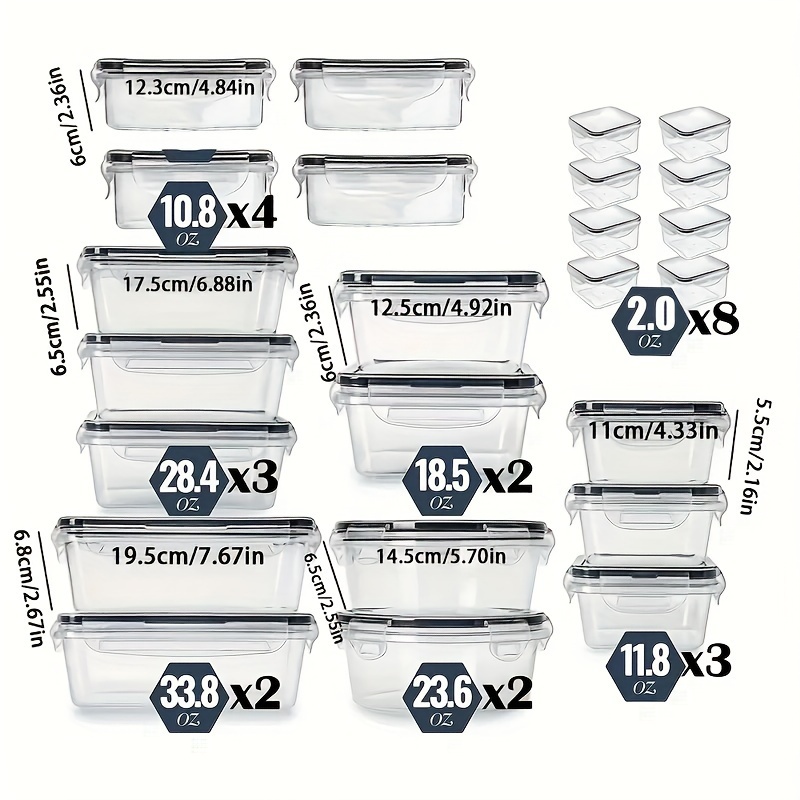 12/24pcs Transparent Kitchen Food Storage Container Set - Microwave Safe, Multipurpose Plastic Meal Prep Boxes with Flip-Top Lids + 24 Chalkboard Labels - Ideal for Vegetables, Fruits, Grains & More