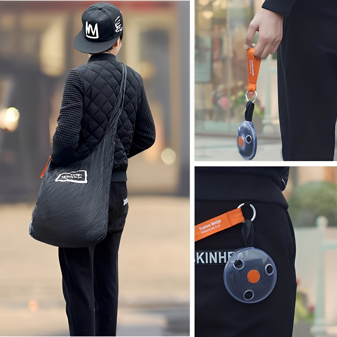 1pc Disc Portable Shopping Bag, Disc Shopping Bag, Portable Tote Pouch Clips Folding Shopping Shoudler Bag, Lightweight, Space-saving, Reusable Grocery Bags