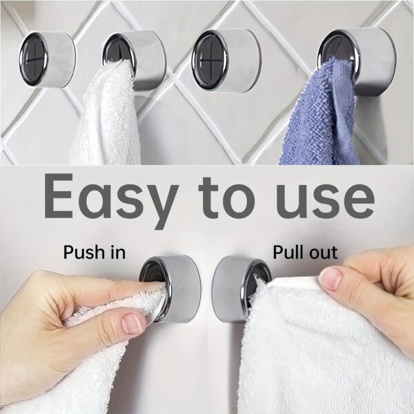 1/3pcs Fashion Style Self-Adhesive Wall Mount Towel Hooks, Plastic Easy Install No-Drill Kitchen & Bathroom Towel Holder for Home, Cabinet, Garage
