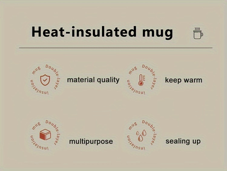 1 304 Stainless Steel Insulated Coffee Cup with Handle And Lid, Stainless Steel Coffee Travel Cup, Double-Layer Hollow Coffee Cup, Suitable for Office, Outdoor, Back to School Supplies