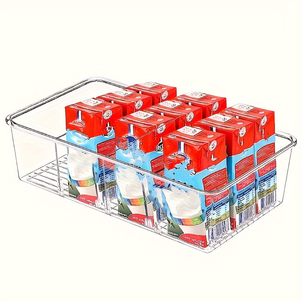 1/2pcs Storage & Organization, Food Storage Organizer Bins, Clear Plastic Removable Snack Organizer, Pantry Organization Storage Racks With 3 Dividers, For Kitchen Cabinets Snacks, Packets, Spices, Kitchen Supplies