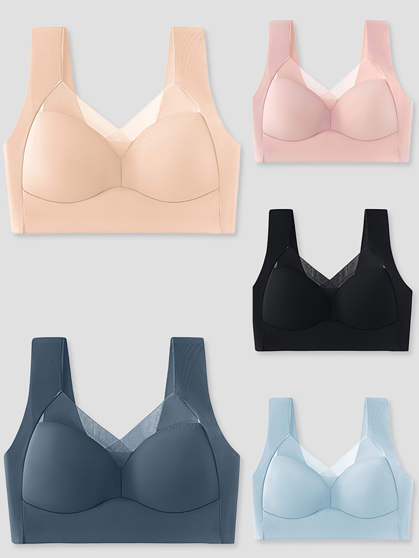 Solid Color Sexy No Steel Ring Women'S Underwear Comfortable Breathable Gathered Vest Bra Underwear