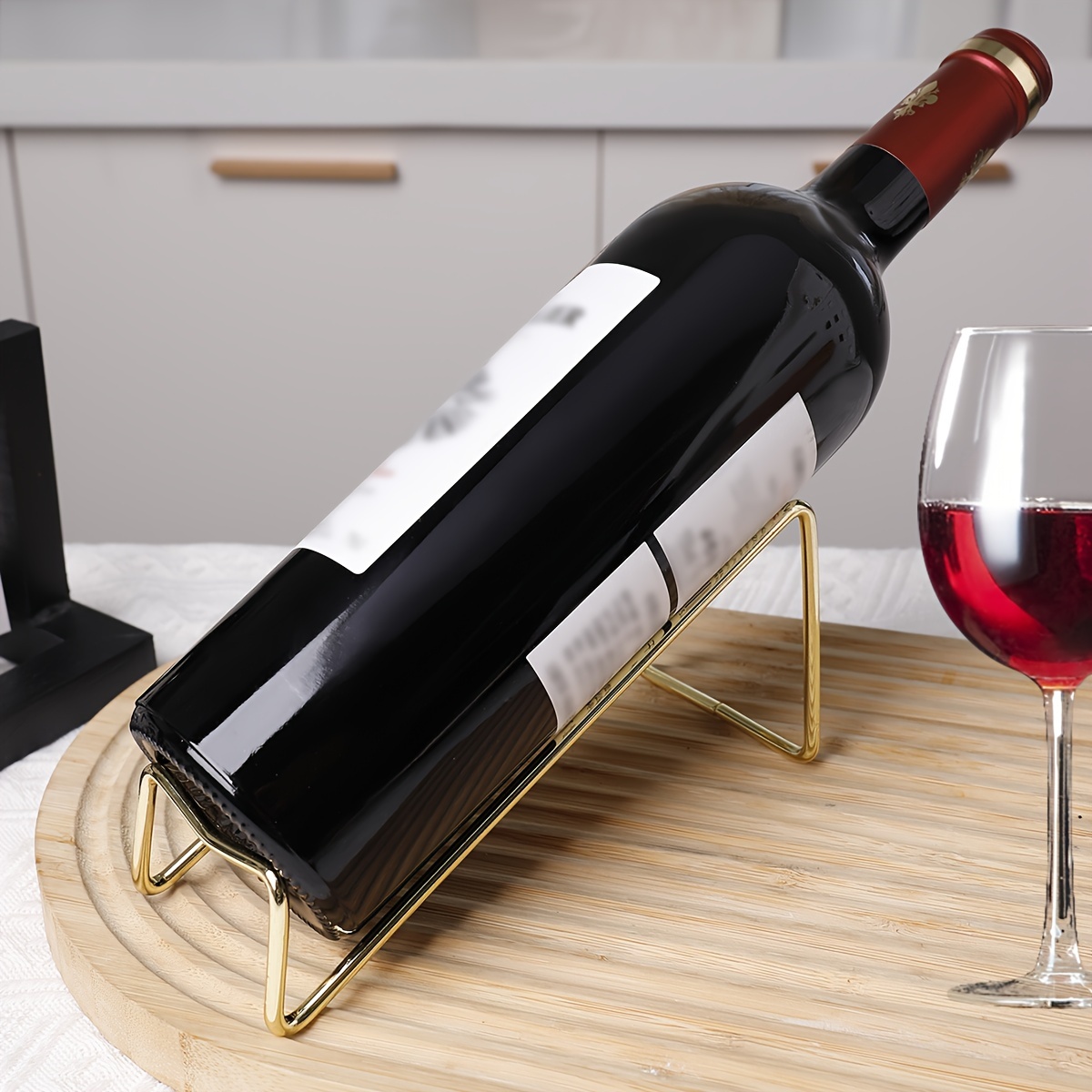 1pc Elegant Cast Iron Wine Rack - Stacked Design, Durable & Heat-Resistant, Ideal for Home & Bar Use, Wine Display | Modern Wine Holder | Durable Wine Rack