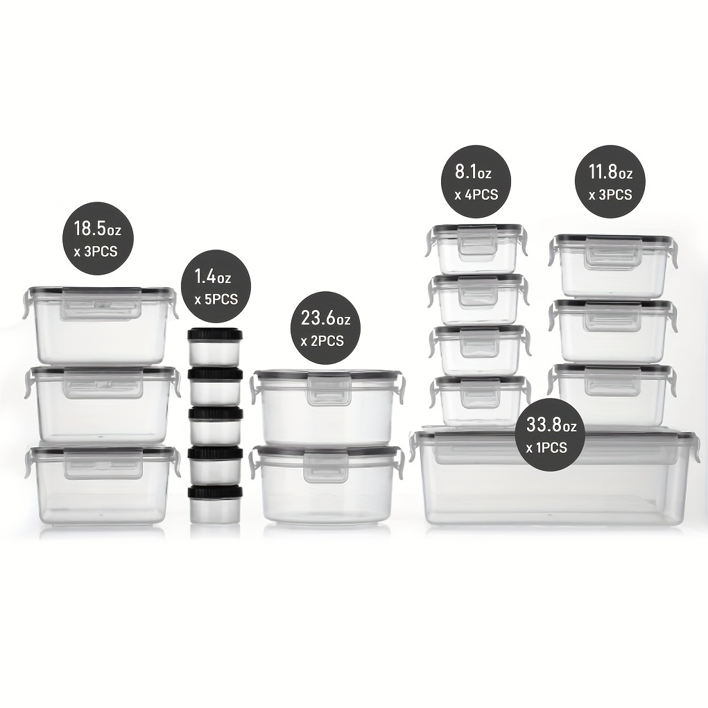 18 Pack Food Storage Containers With Airtight Lids: Leak-Proof Plastic Containers For Kitchen Organization, Meal Prep, Lunch Containers Organization