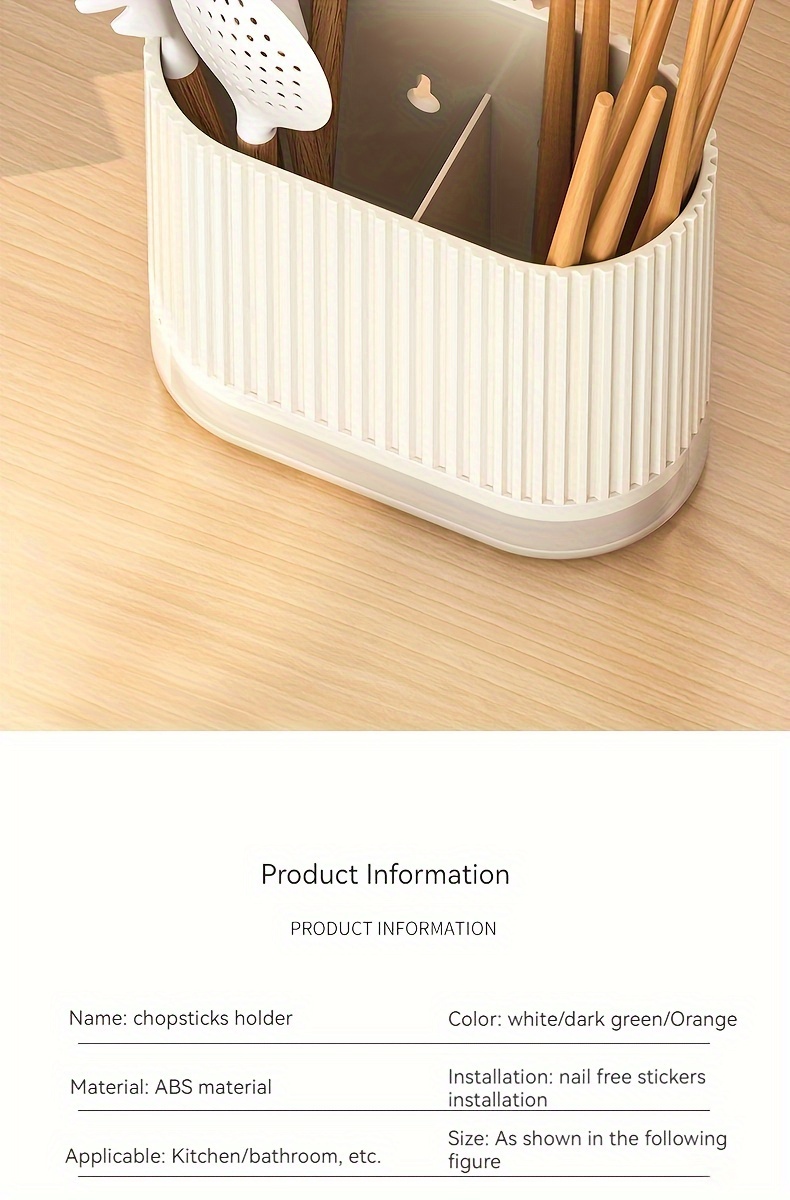 1pc Utensil Holder, Countertop Knife & Fork Storage Drain Box, Multifunctional Plastic Rectangular Drainage Fridge Box, For Spatula, Spoon, Knife, Chopsticks And Fork, Household Storage Supplies