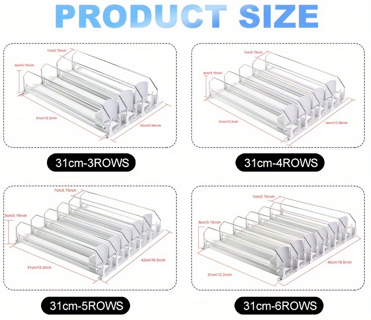 White Bar Refrigerator Beverage Organizer with Dual-Level Dividers and Soda Can Dispenser - Space-Saving Design for Easy Access to Cans and Bottles, Beverage Storage|Modern Beverage Holder|Durable Plastic