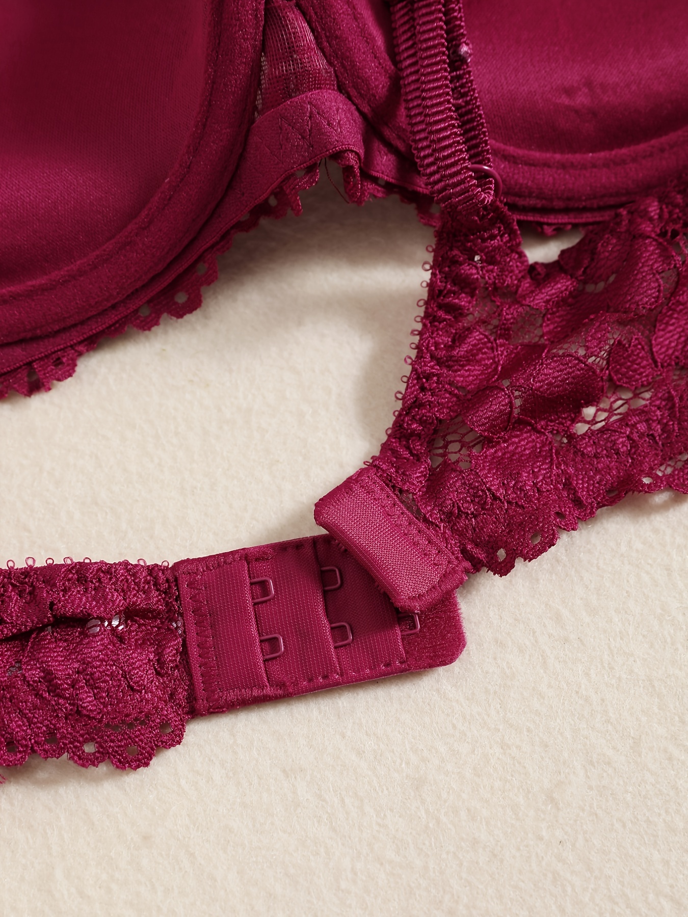 Lace Mesh Hollow Everyday Bra, Comfort & Mature Double Strap Thick Cup Push Up Intimates Bra, Women's Lingerie & Underwear