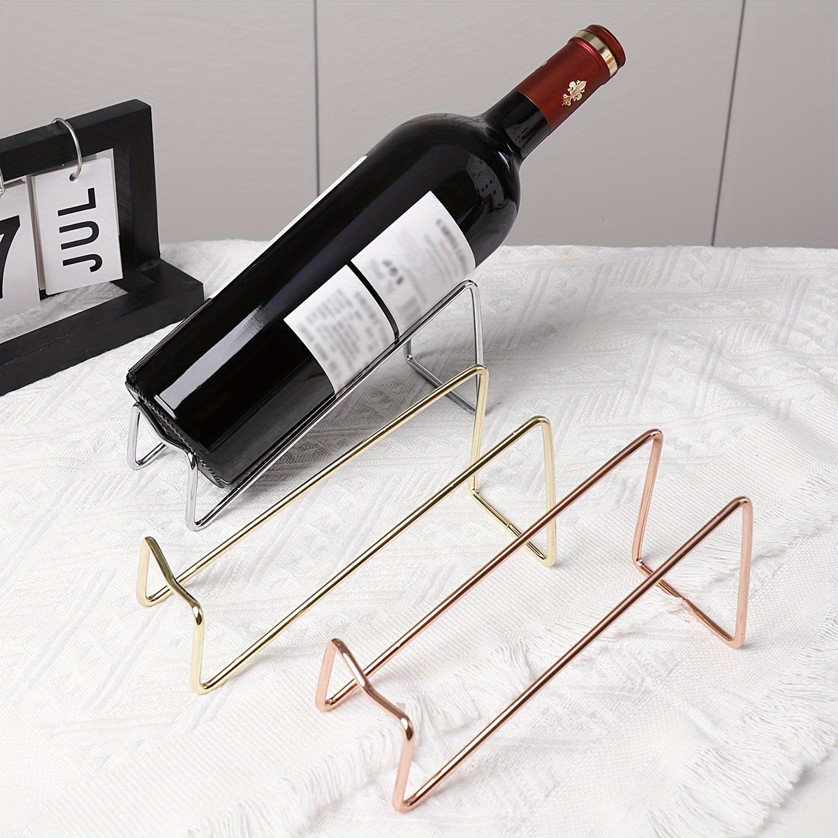 1pc Elegant Cast Iron Wine Rack - Stacked Design, Durable & Heat-Resistant, Ideal for Home & Bar Use, Wine Display | Modern Wine Holder | Durable Wine Rack