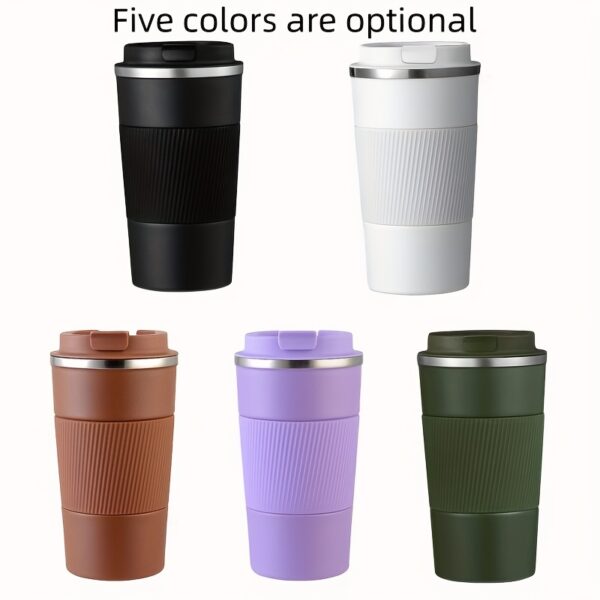 1pc, Stainless Steel Travel Mug, 12.85oz/17.25oz Vacuum Insulated Coffee Travel Mug Spill Proof With Leakproof Lid, Double Walled Reusable Tumbler Cups For Keep Hot And Ice Coffee, Tea And Beer