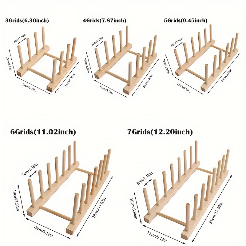 1pc Wooden Plate Racks Dish Stand Holder, Kitchen Storage Cabinet Organizer For Dish/Plate/Bowl/Cup/Pot Lid/Cutting Board, Drain Rack For Kitchen Utensils, Kitchen Cabinet Organizer, Kitchen Organizer - Image 4