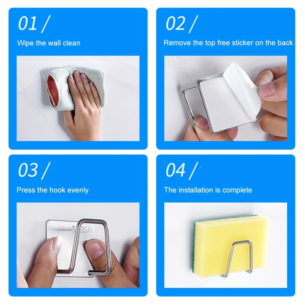 Stainless Steel Kitchen Sink Shelves, Sponge Stands, Sticky Drain Dry Racks, Kitchen Wall Hooks, Accessories, Storage Organizers