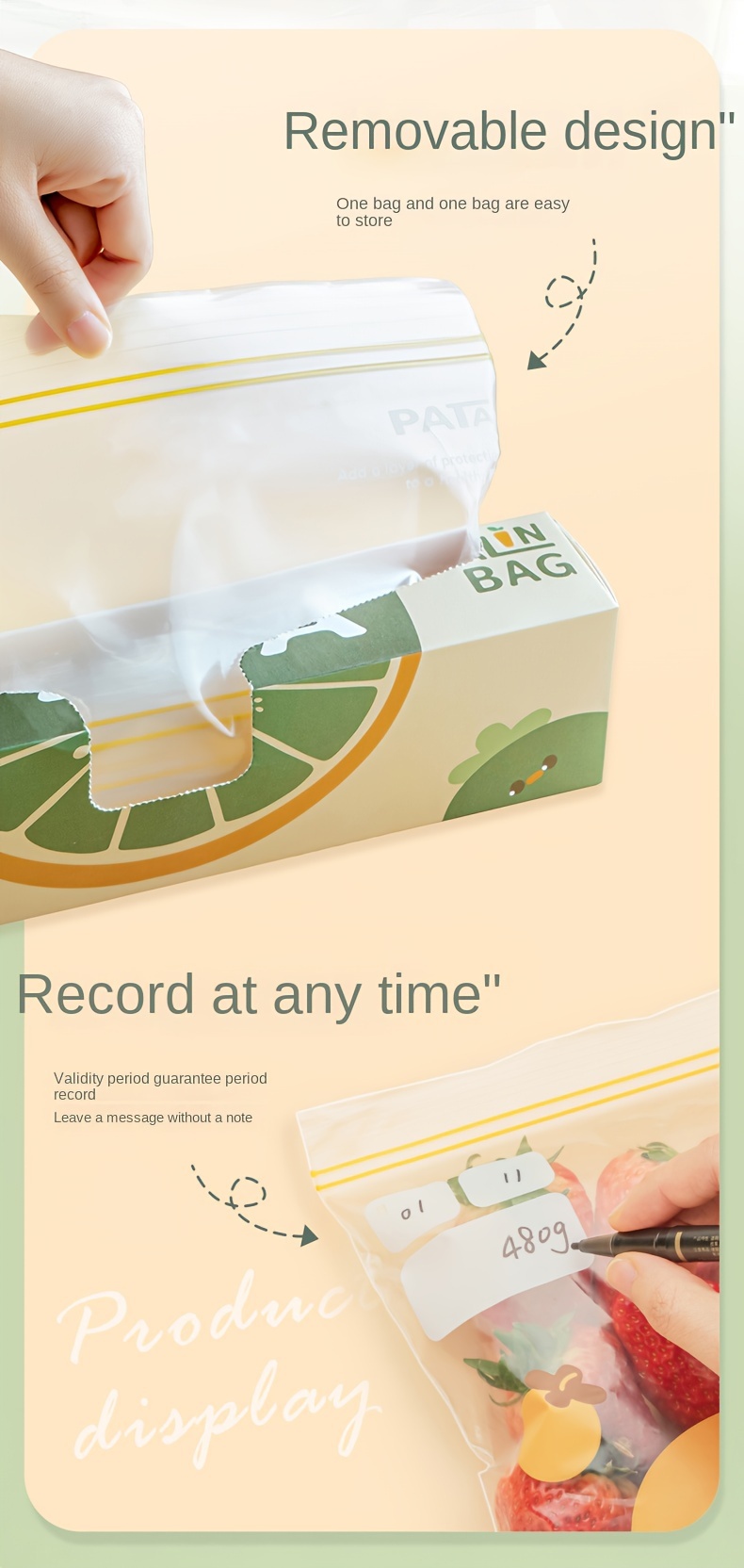 15/20/30pcs Cartoon Pattern Reusable Storage Zipper Bag, Sub-Packaging Bag, Fresh-keeping Bag, Anti-odor Leak-Proof Freezer Bag For Fruits, Vegetables, Grains, Home Kitchen Supplies