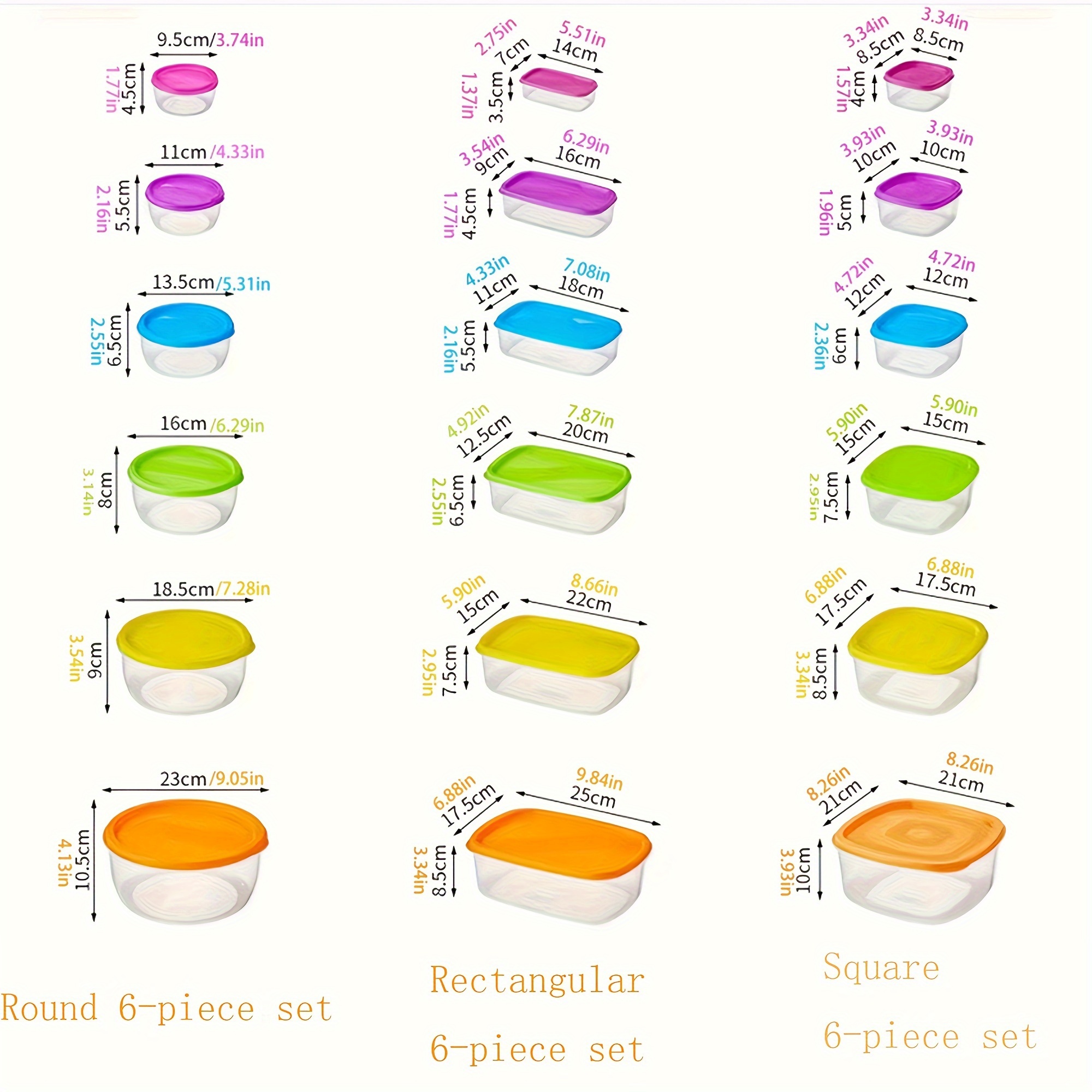 Rainbow Fresh-keeping Box 4/5/6pcs Set with Lid Food Storage Container Large Capacity Reusable, Refrigerator Fresh-keeping Box, Lunch Box, Leak-proof Preparation Container, Microwave, Freezer and Dishwasher Available, Essential for Camping Outings