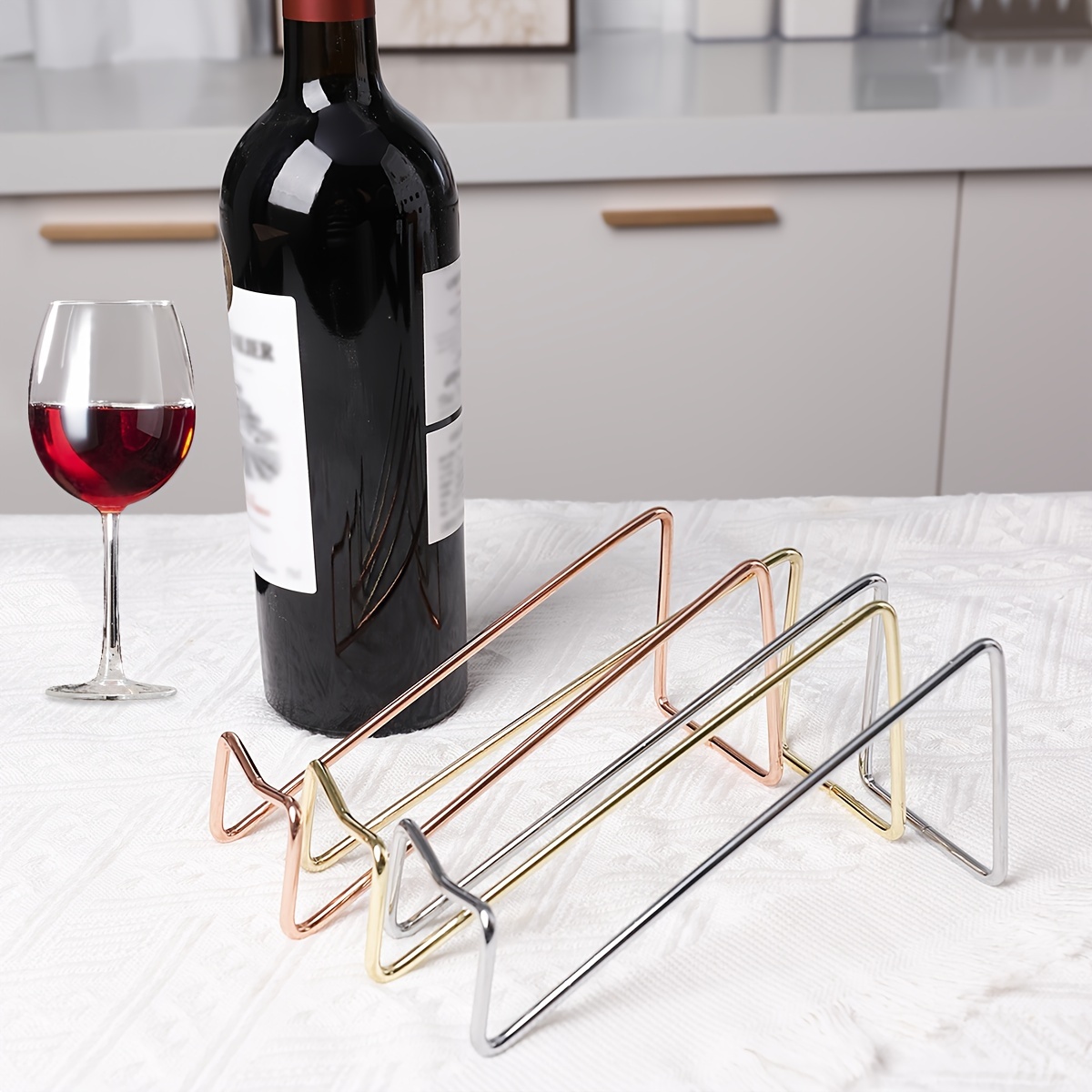 1pc Elegant Cast Iron Wine Rack - Stacked Design, Durable & Heat-Resistant, Ideal for Home & Bar Use, Wine Display | Modern Wine Holder | Durable Wine Rack