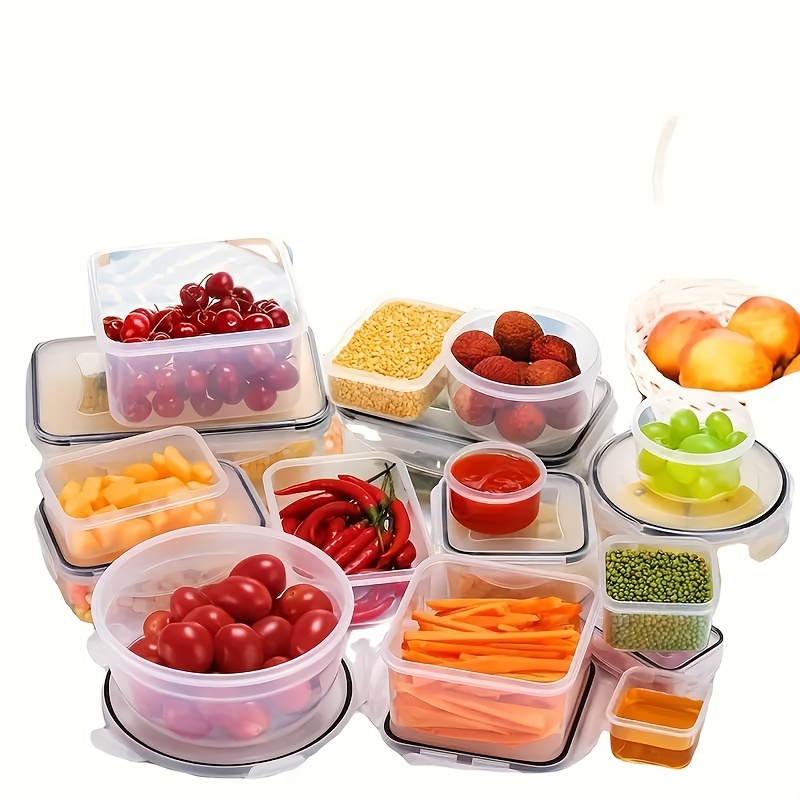 12/24pcs Transparent Kitchen Food Storage Container Set - Microwave Safe, Multipurpose Plastic Meal Prep Boxes with Flip-Top Lids + 24 Chalkboard Labels - Ideal for Vegetables, Fruits, Grains & More