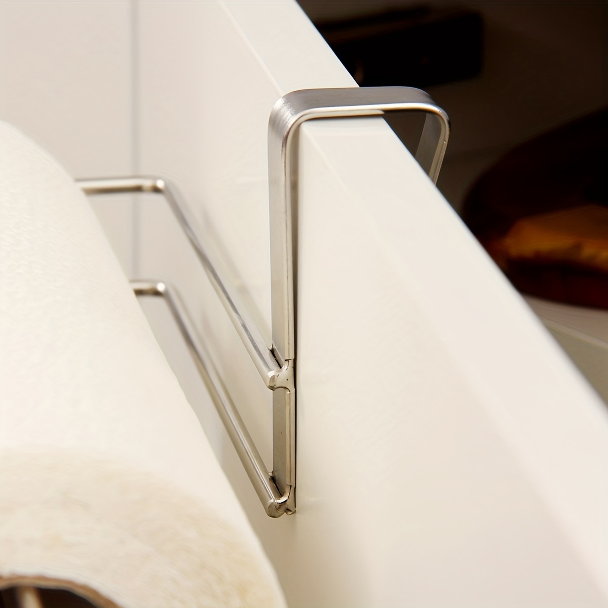 1pc Stainless Steel Roller Paper Holder, Traceless Punch Free Kitchen Paper Holder, Oil-free Dishcloth Holder, Towel Holder Rack, For Kitchen Bathroom