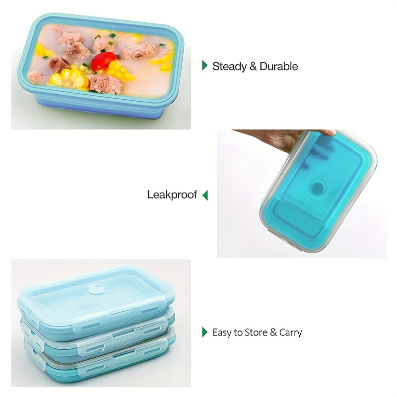 1/3pcs Foldable Food Storage Box With Covers, Silicone Food Storage Container, Foldable Food Storage Box, BPA Free, Suitable For Microwaves, Dishwashers, And Freezers, Home Kitchen Supplies