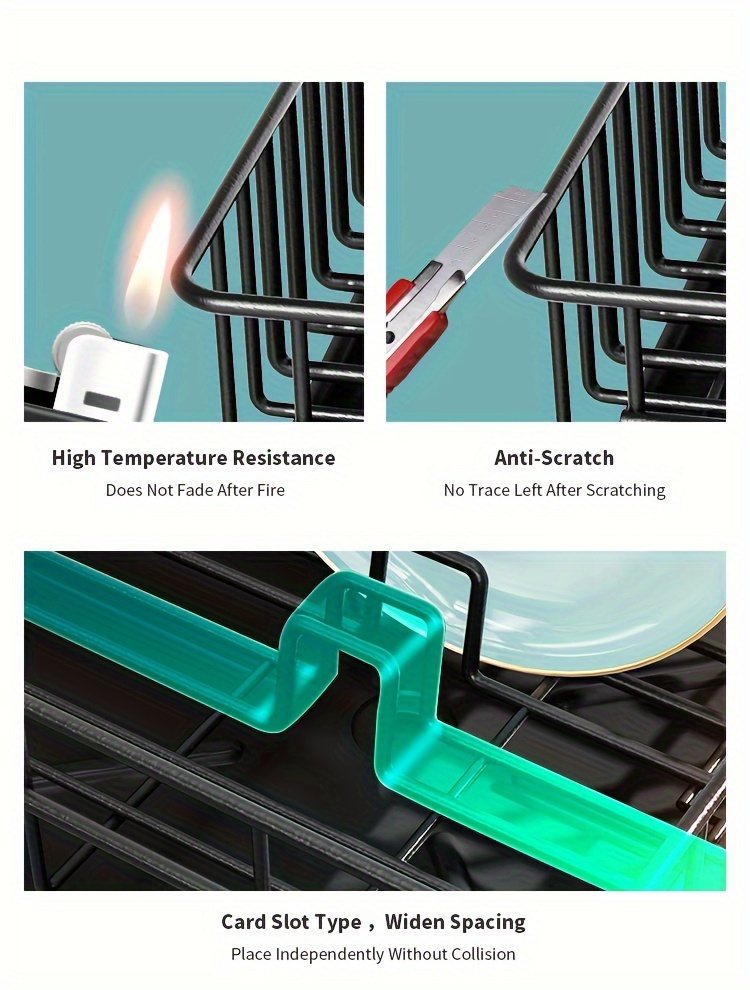 1pc Dish Drying Rack With Utensil Holder And Drainboard, Space Saving Dish Rack, Dish Racks For Kitchen Counter, Kitchen Drainer With A Cutlery Holder, Black