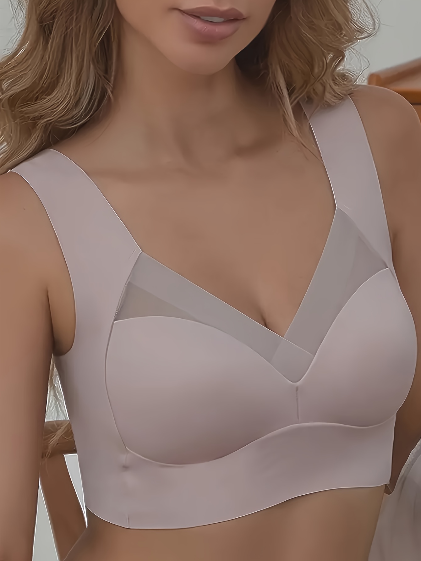 Solid Color Sexy No Steel Ring Women'S Underwear Comfortable Breathable Gathered Vest Bra Underwear