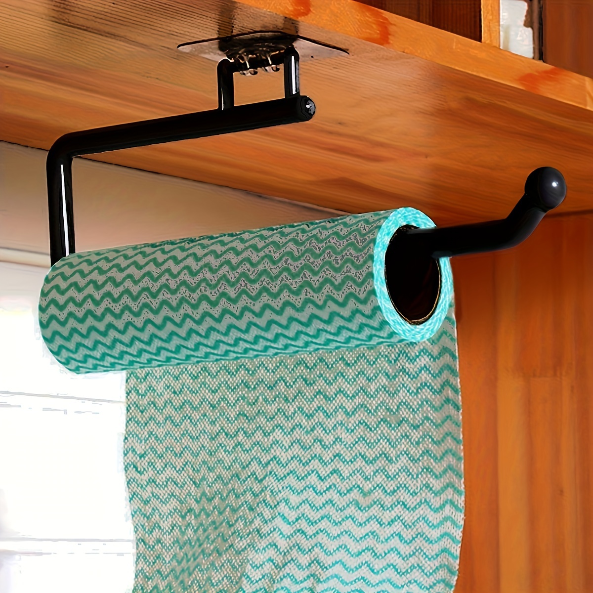 1pc Punch-free Kitchen Paper Towel Rack, Toilet Paper Holder, Paper Roll Rack Hanger, Plastic Film Storage Rack, Rag Storage Rack, Wall-mounted Towel Bar, Kitchen & Bathroom Accessories