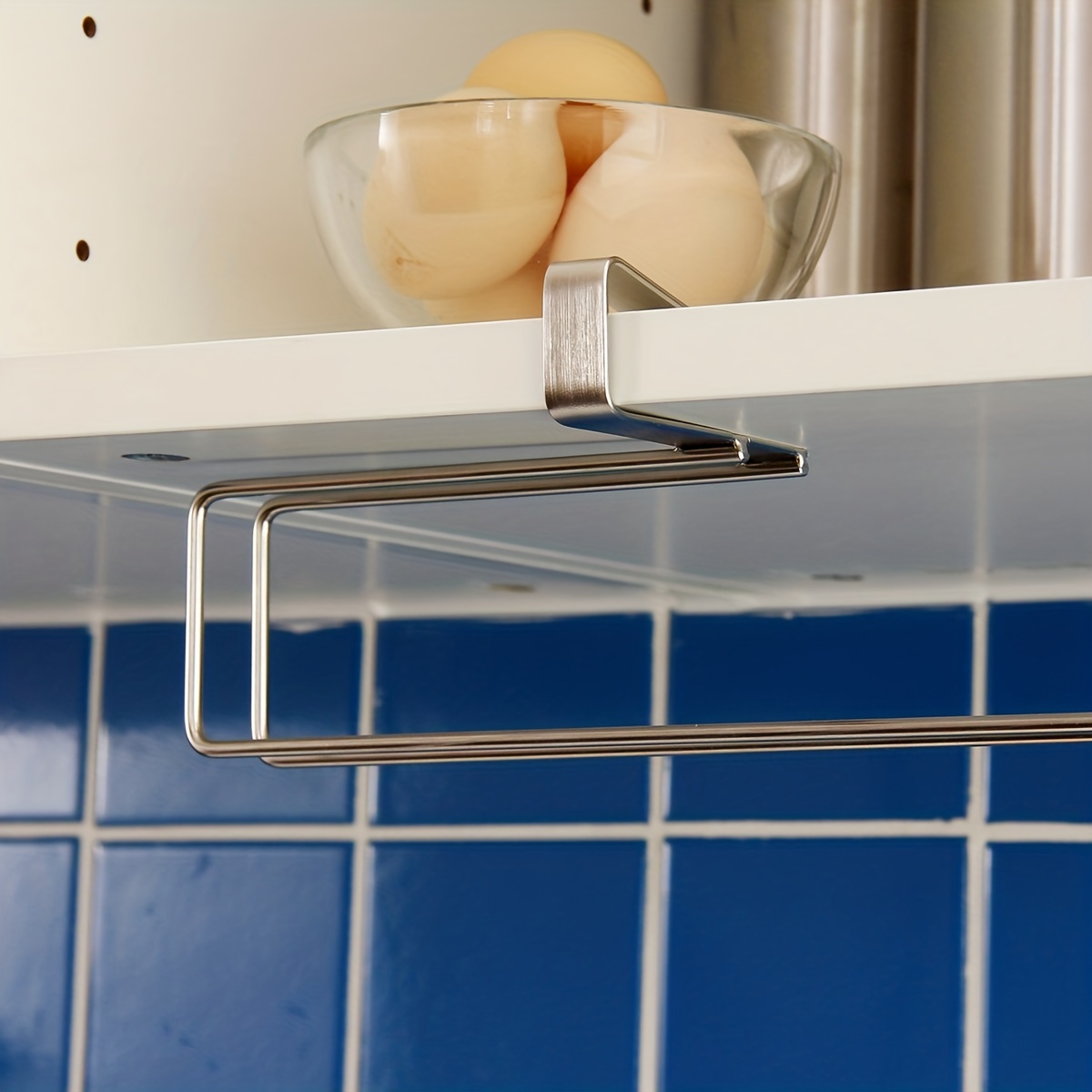 1pc Stainless Steel Roller Paper Holder, Traceless Punch Free Kitchen Paper Holder, Oil-free Dishcloth Holder, Towel Holder Rack, For Kitchen Bathroom