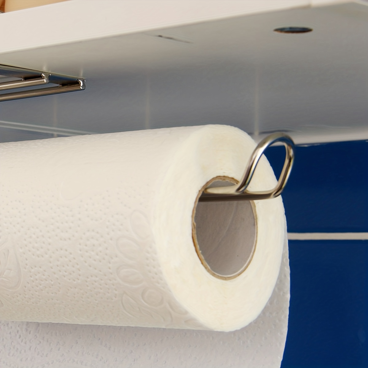 1pc Stainless Steel Roller Paper Holder, Traceless Punch Free Kitchen Paper Holder, Oil-free Dishcloth Holder, Towel Holder Rack, For Kitchen Bathroom