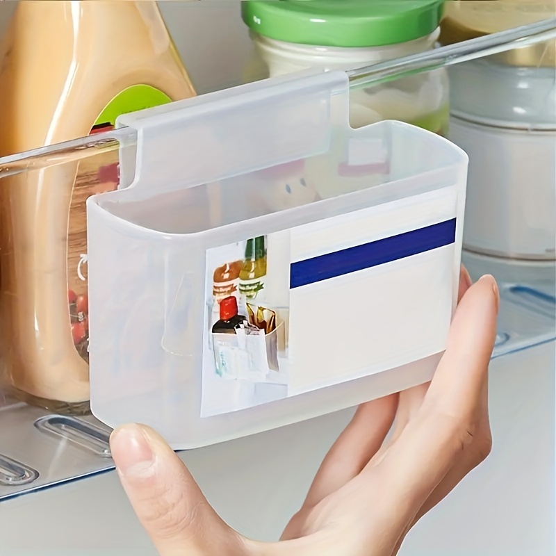 1pc Wall-Mounted Fridge Organizer Box with Clear Plastic Compartments & Label Holder - Space-Saving Kitchen Storage for Condiments, Bottles, Containers - Durable Refrigerator Organizer for Easy Access & Clutter-Free Design, Condiment Holder, Transparent Design, Easyvisibility Design, Easyclean Material, Home Cooks