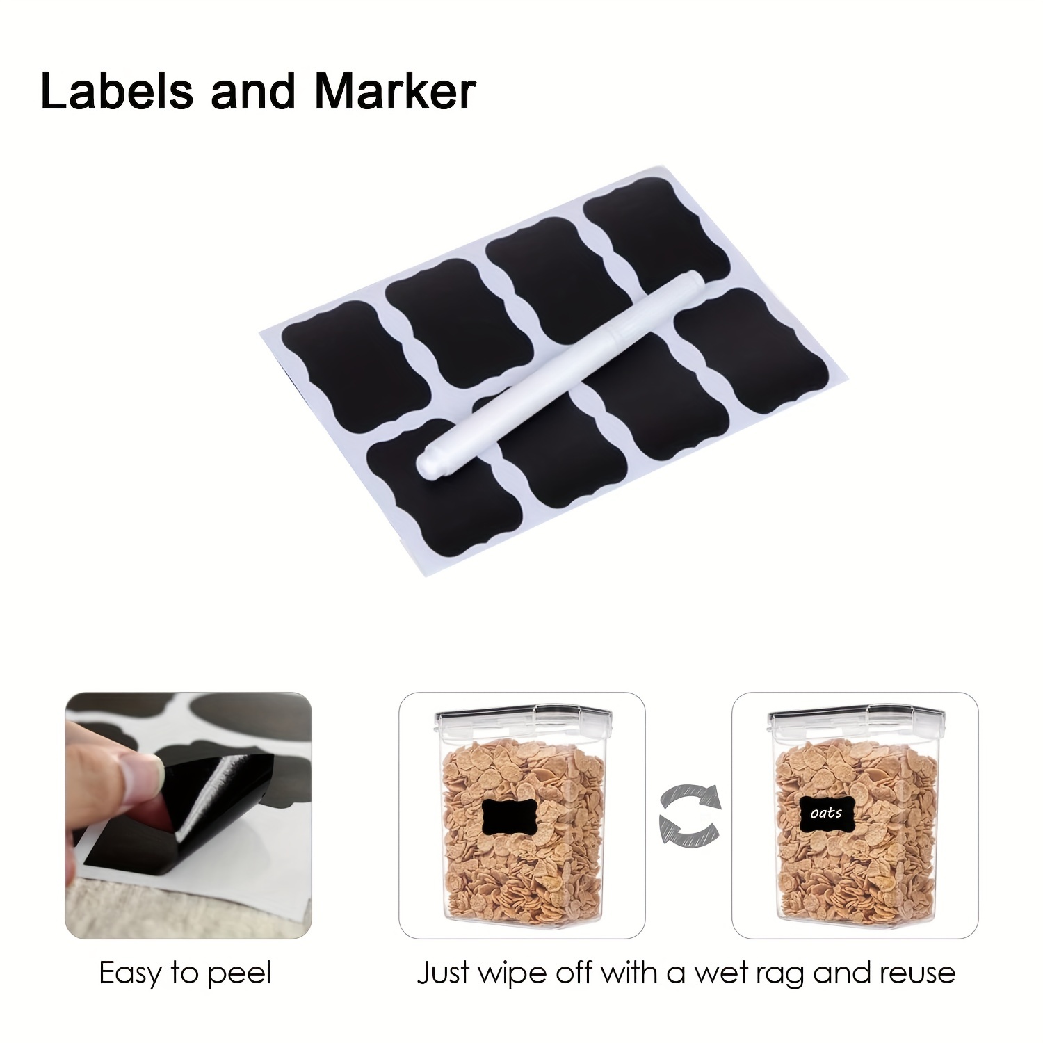 3/5pcs Airtight Food Storage Containers Set with Lids Plastic Dry Food Canisters for Kitchen Pantry Organization - Cereal, Flour, Pasta, Snack and Sugar Containers, Dishwasher safe,Include Labels, Marker