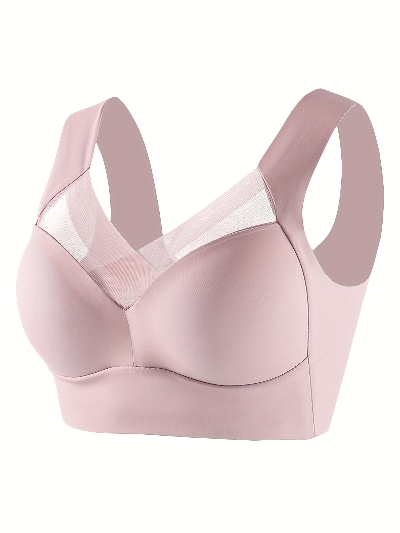 Women's Wireless Sports Bra with High Elasticity & Thin Molded Cups - No Underwire, Side Coverage, Push-Up Support for Yoga, Running, Gym - Soft Pink, Elegant Design, Machine Washable, Strapless Bra - Image 2