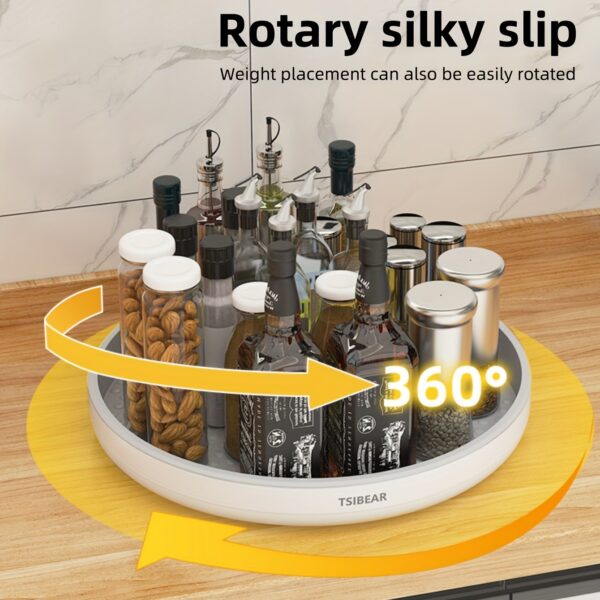 1pc Kitchen Turntable Multifunctional Countertop Seasoning Bottle Soy Sauce Vinegar Storage Rack Storage Plate 360 Rotation Storage Rack