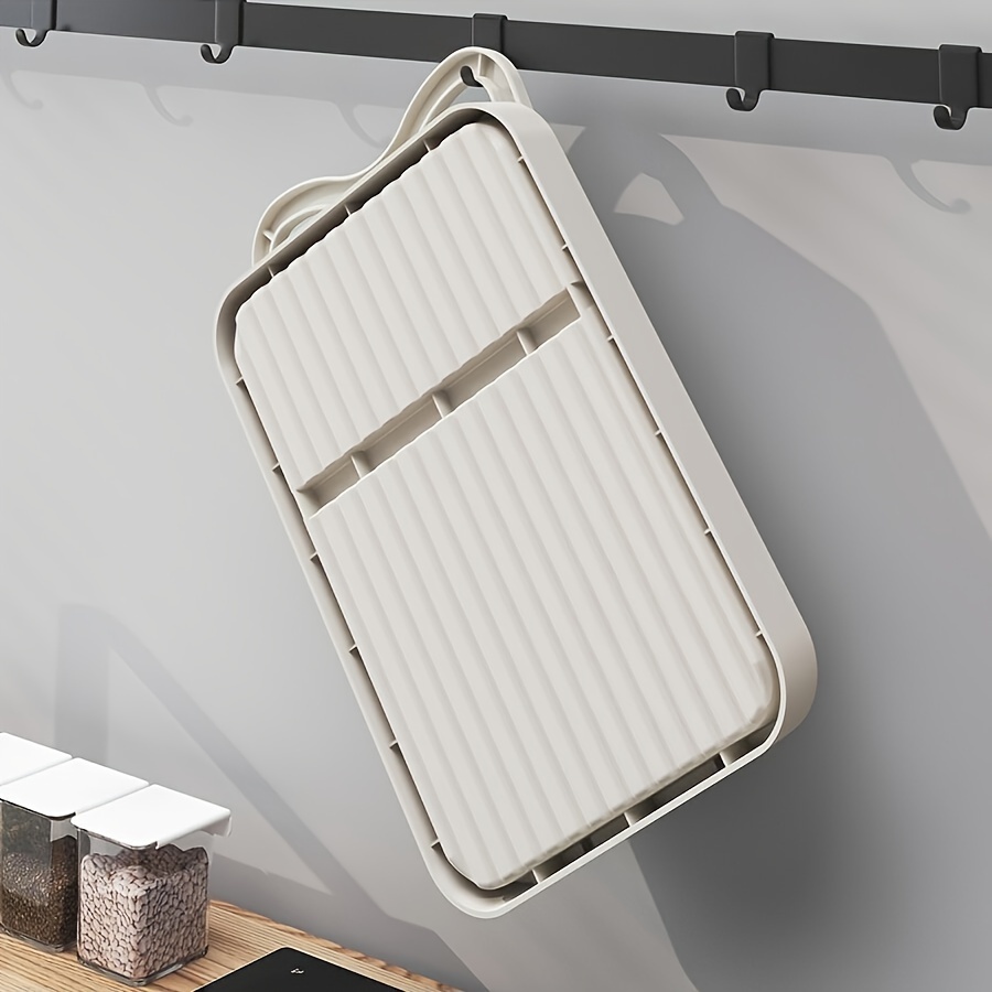 1pc Multifunctional Kitchen Organizer - Foldable Plastic Pot Lid & Utensil Holder, Wall-Mounted Storage Rack for Spoons, Shovels, and Cooking Tools, Space-Saving Countertop or Sink Caddy, Portable Sink Caddy | Foldable Design | Durable Plastic, Kitchen Organizers And Storage