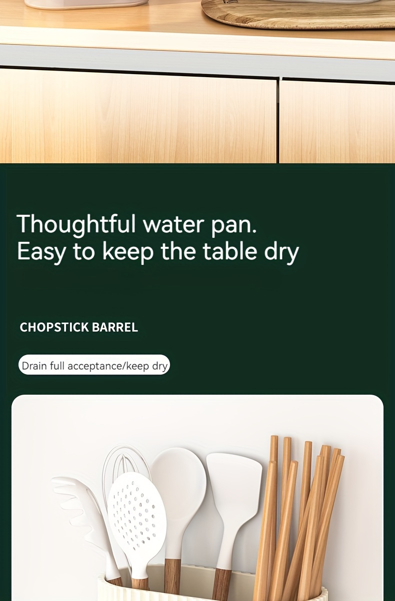 1pc Utensil Holder, Countertop Knife & Fork Storage Drain Box, Multifunctional Plastic Rectangular Drainage Fridge Box, For Spatula, Spoon, Knife, Chopsticks And Fork, Household Storage Supplies