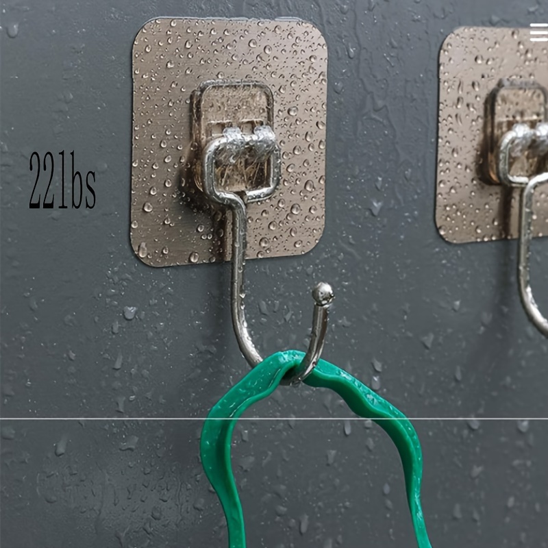 Large No-Drill Wall Hooks - Square Hooks with Secure Grip for Utensils, Pots & Pans - Space-Saving Kitchen Storage for Cabinets, Shelves, Pantries