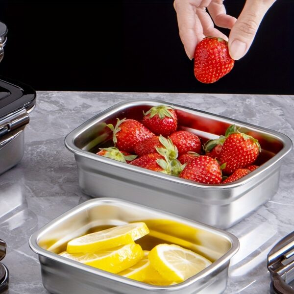 1pc Leakproof Stainless Steel Lunch Box - Durable, Reusable, Microwave Safe, Perfect for Teens and Workers - 550ml/850ml/1350ml Capacity