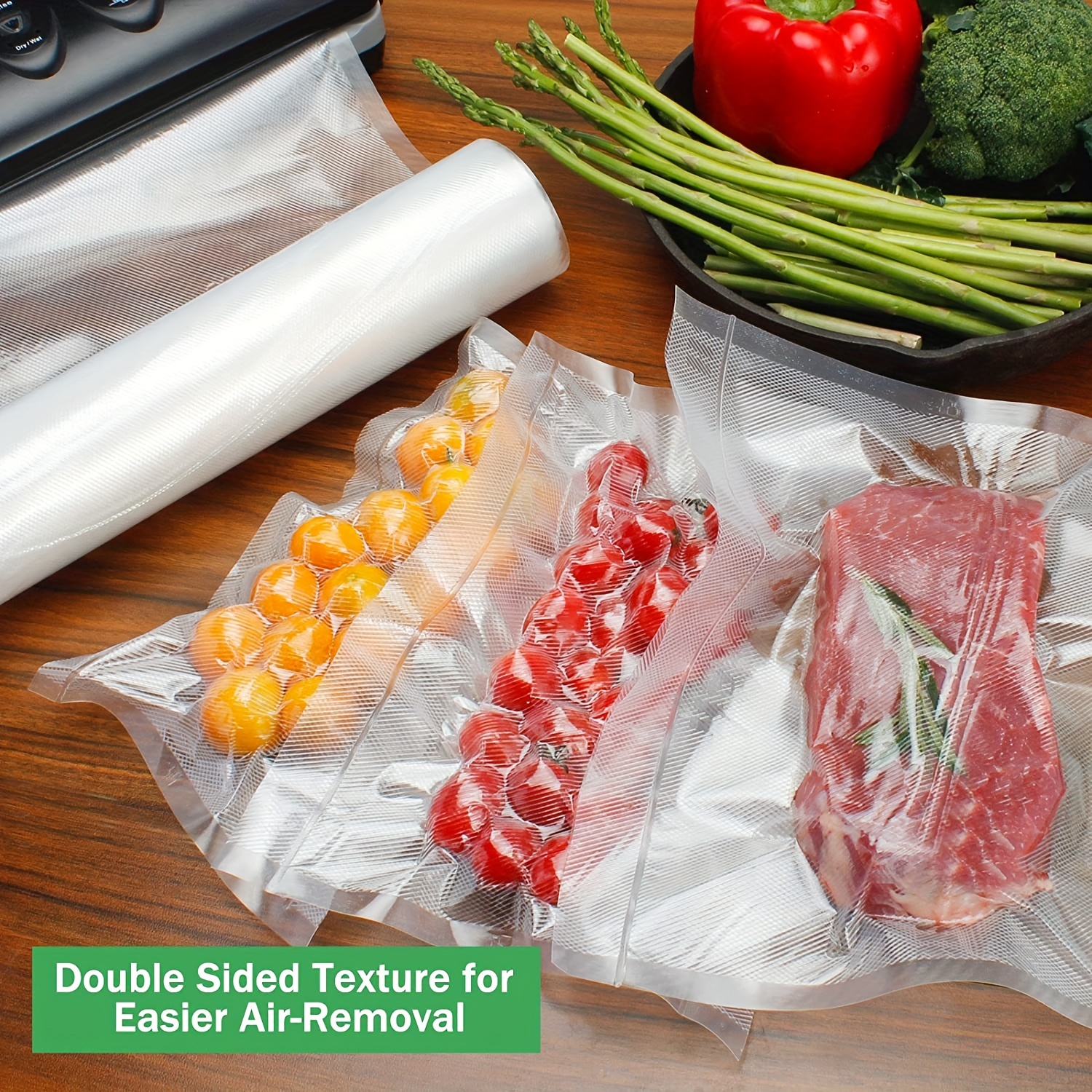 BPA-Free Manual Handheld Kitchen Vacuum Sealer Bags for Fresh-Keeping Food Storage, Compression Cooking & Steaming - Reusable Plastic Food Packer with Multiple Sizes, No Electricity Needed, Food Vacuum Sealer Bags, Airtight Storage, Leakproof Material, Home Cooks