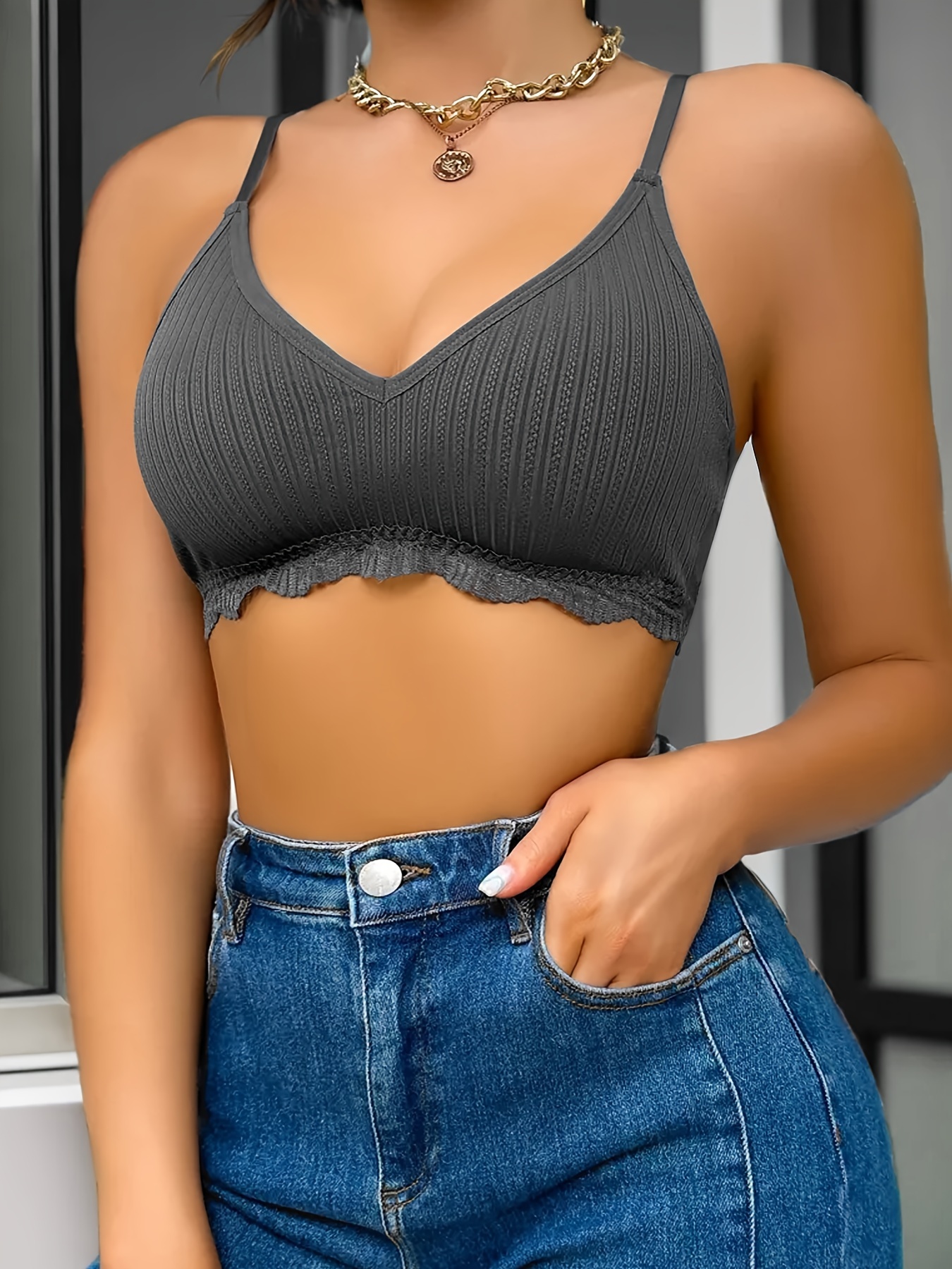 Women's Sexy Wireless Bra - Soft Polyester-Spandex Blend, No Padding, Breathable & Comfortable, Solid Color, Hand Wash Only for Casual Attire