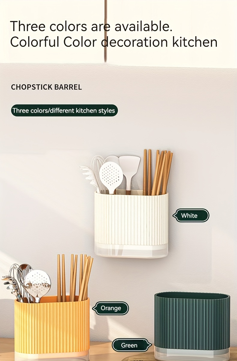 1pc Utensil Holder, Countertop Knife & Fork Storage Drain Box, Multifunctional Plastic Rectangular Drainage Fridge Box, For Spatula, Spoon, Knife, Chopsticks And Fork, Household Storage Supplies