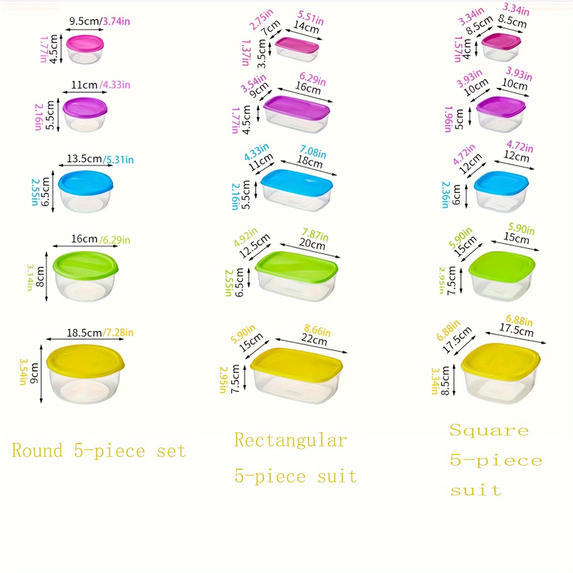 Rainbow Fresh-keeping Box 4/5/6pcs Set with Lid Food Storage Container Large Capacity Reusable, Refrigerator Fresh-keeping Box, Lunch Box, Leak-proof Preparation Container, Microwave, Freezer and Dishwasher Available, Essential for Camping Outings