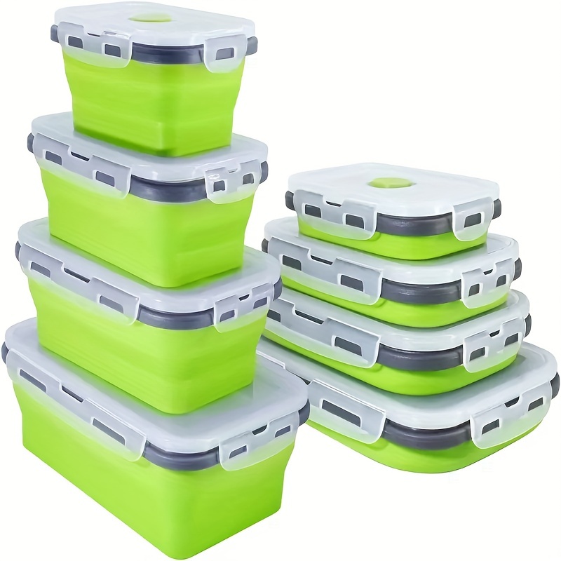 1/4pcs Collapsible Silicone Food Storage Containers with Lids - Portable Bento Lunch Box for Teenagers and Workers - Microwave Safe and Dishwasher Safe - Perfect for School, Canteen, and Home Kitchen - Image 2