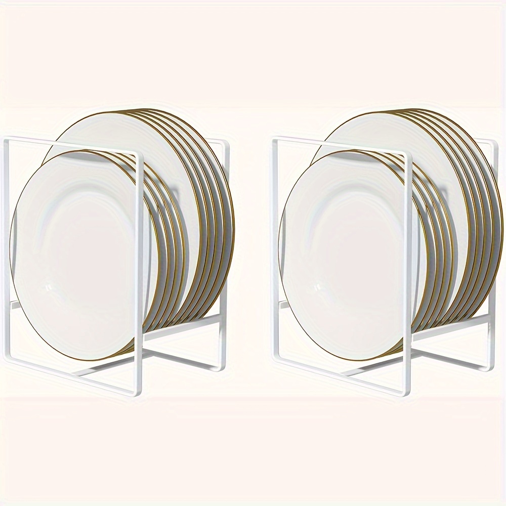 Plate Holder Organizers, Dish Storage Rack Upright Cabinet, Dish Drying Rack, Metal Dish Organizer Stand For Kitchen Countertop And Cupboard