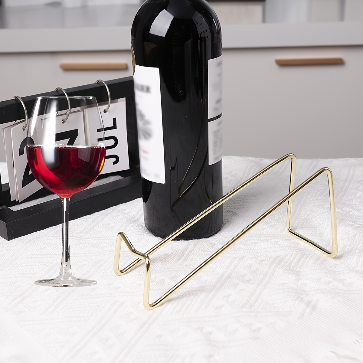 1pc Elegant Cast Iron Wine Rack - Stacked Design, Durable & Heat-Resistant, Ideal for Home & Bar Use, Wine Display | Modern Wine Holder | Durable Wine Rack